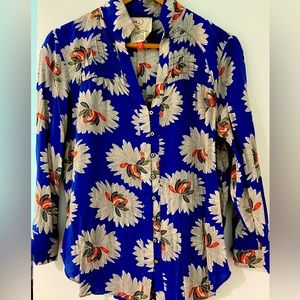 Anthropologie, CONVERSATIONS by ANTHROPOLOGIE, button up original print blouse.